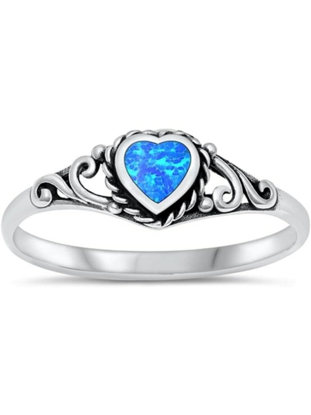 Sterling Silver Heart Promise Ring - Custom Color Options, Elegant Gift Idea